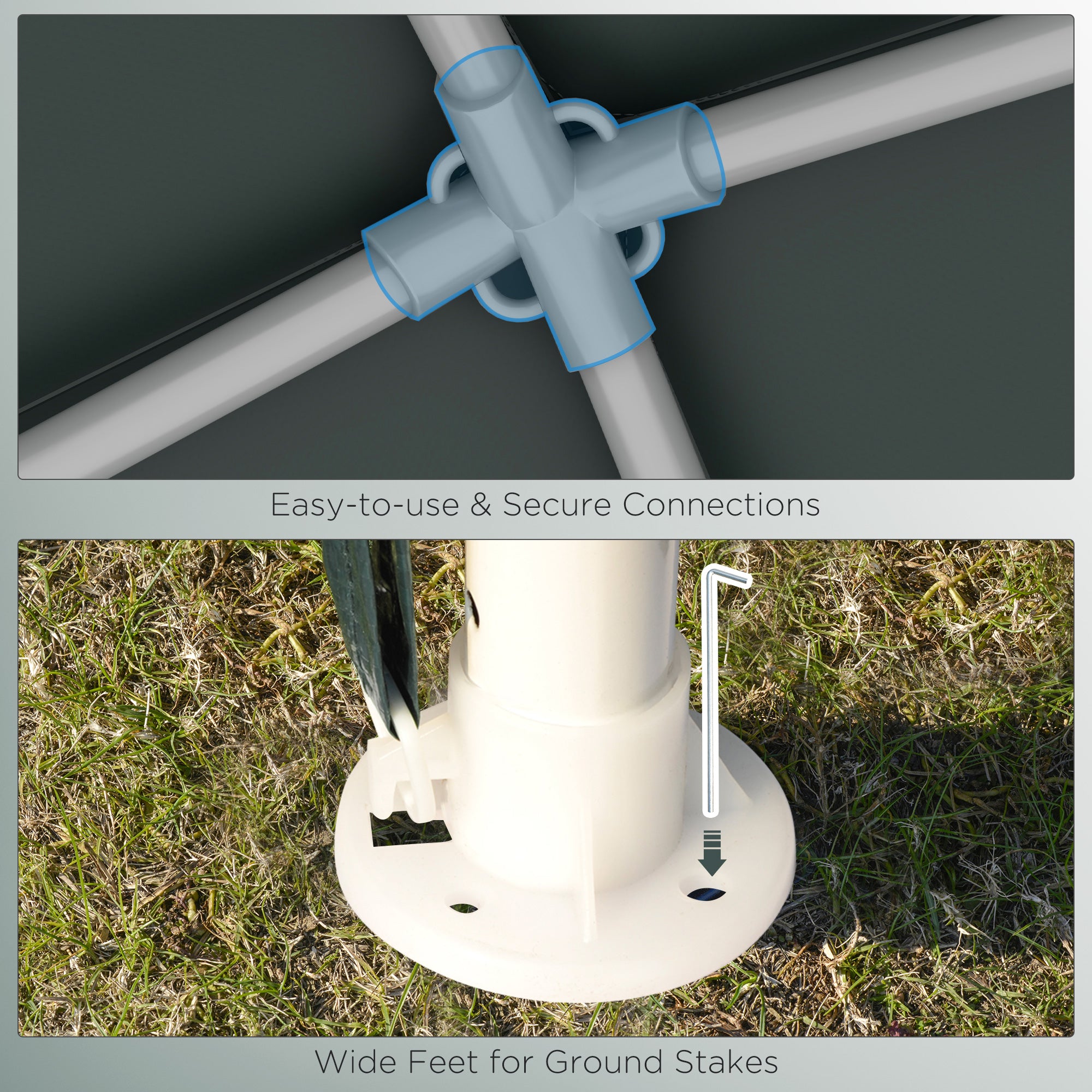 Outsunny 9' x 9' Party Tent Portable Gazebo Canopy for Weddings Parties Outdoor Sunshade with Dressed Legs, Dark Green