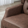 HOMCOM Faux Leather Accent Chair, Upholstered Wingback Armchair, Modern Button Tufted Living Room Chair with Thick Padding, Brown