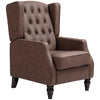 HOMCOM Faux Leather Accent Chair, Upholstered Wingback Armchair, Modern Button Tufted Living Room Chair with Thick Padding, Brown