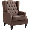 HOMCOM Faux Leather Accent Chair, Upholstered Wingback Armchair, Modern Button Tufted Living Room Chair with Thick Padding, Brown