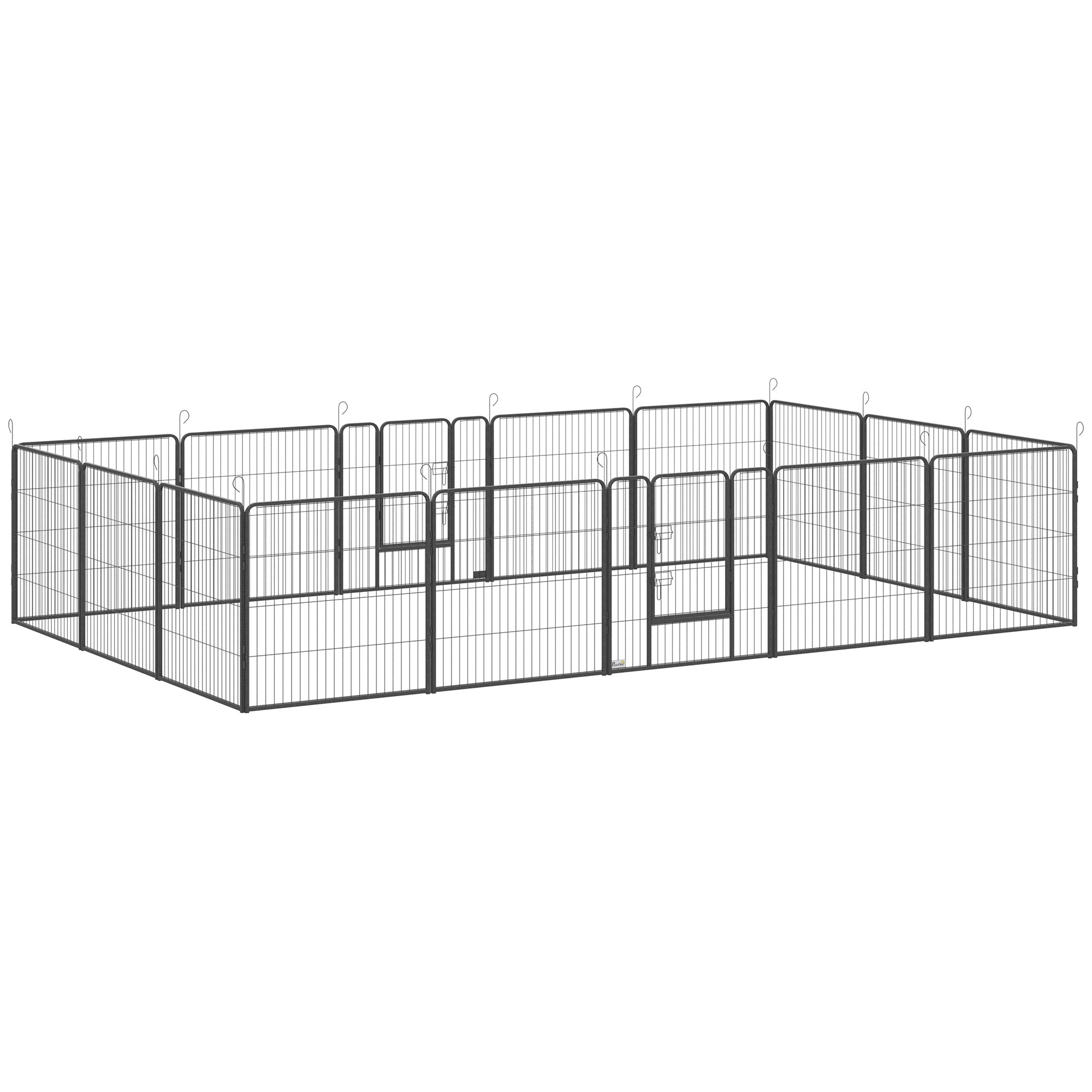 PawHut Dog Playpen, Heavy-duty Metal Puppy Play Pen, Pet Exercise Fences for Outside and Indoor, DIY Design with Door for Multiple Dogs, 16 Panels, 39''H