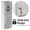 kleankin Wall Mount Medicine Cabinet, Bathroom Cabinet with 3 Tier Shelves, Stainless Steel Frame and Glass Door, Lockable with 2 Keys, Silver, 8" x 23"