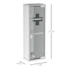 kleankin Wall Mount Medicine Cabinet, Bathroom Cabinet with 3 Tier Shelves, Stainless Steel Frame and Glass Door, Lockable with 2 Keys, Silver, 8" x 23"