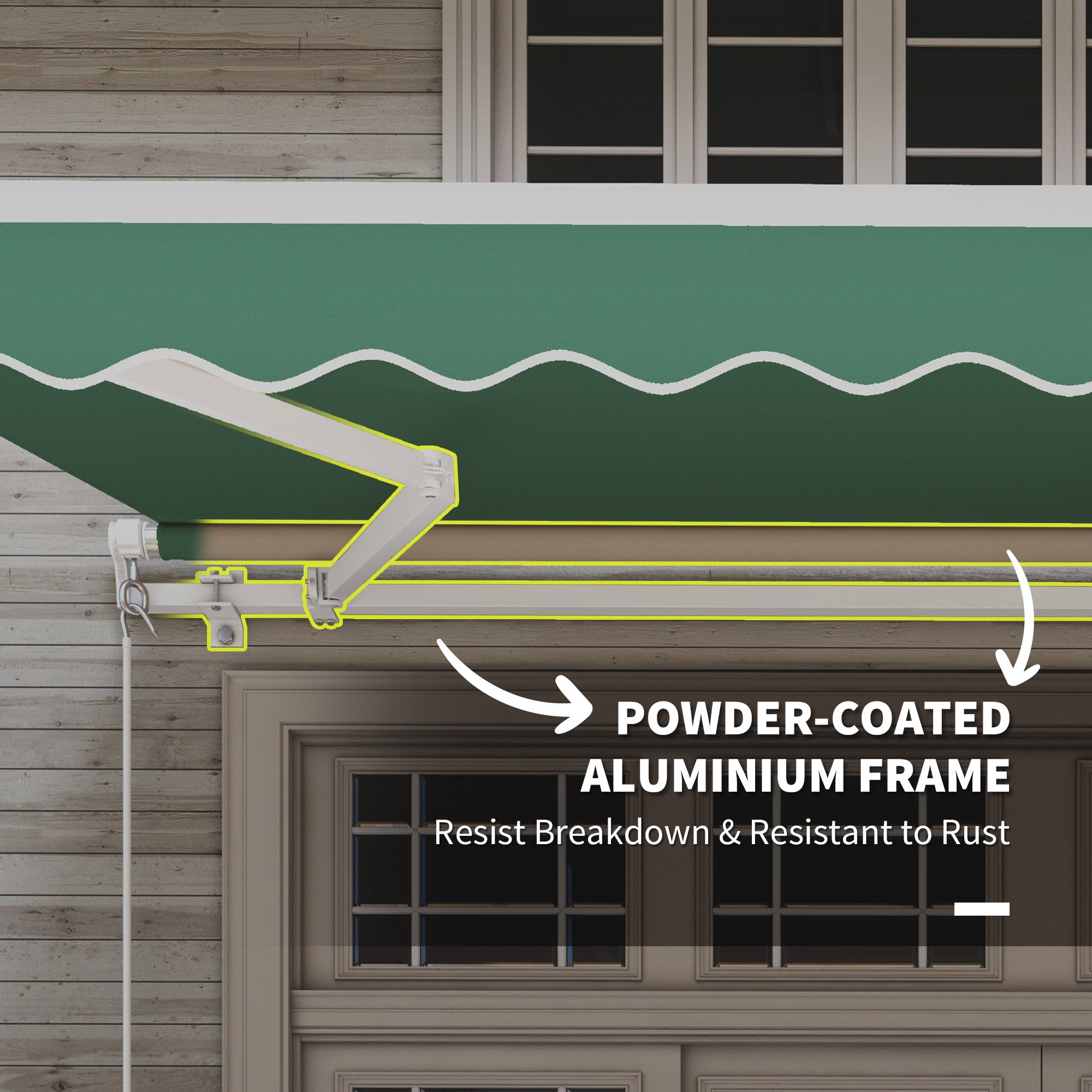 Outsunny 12' x 10' Retractable Awning Patio Sun Shade Shelter with Manual Crank Handle, UV & Water-Resistant Fabric and Aluminum Frame for Deck, Balcony, Yard, Green
