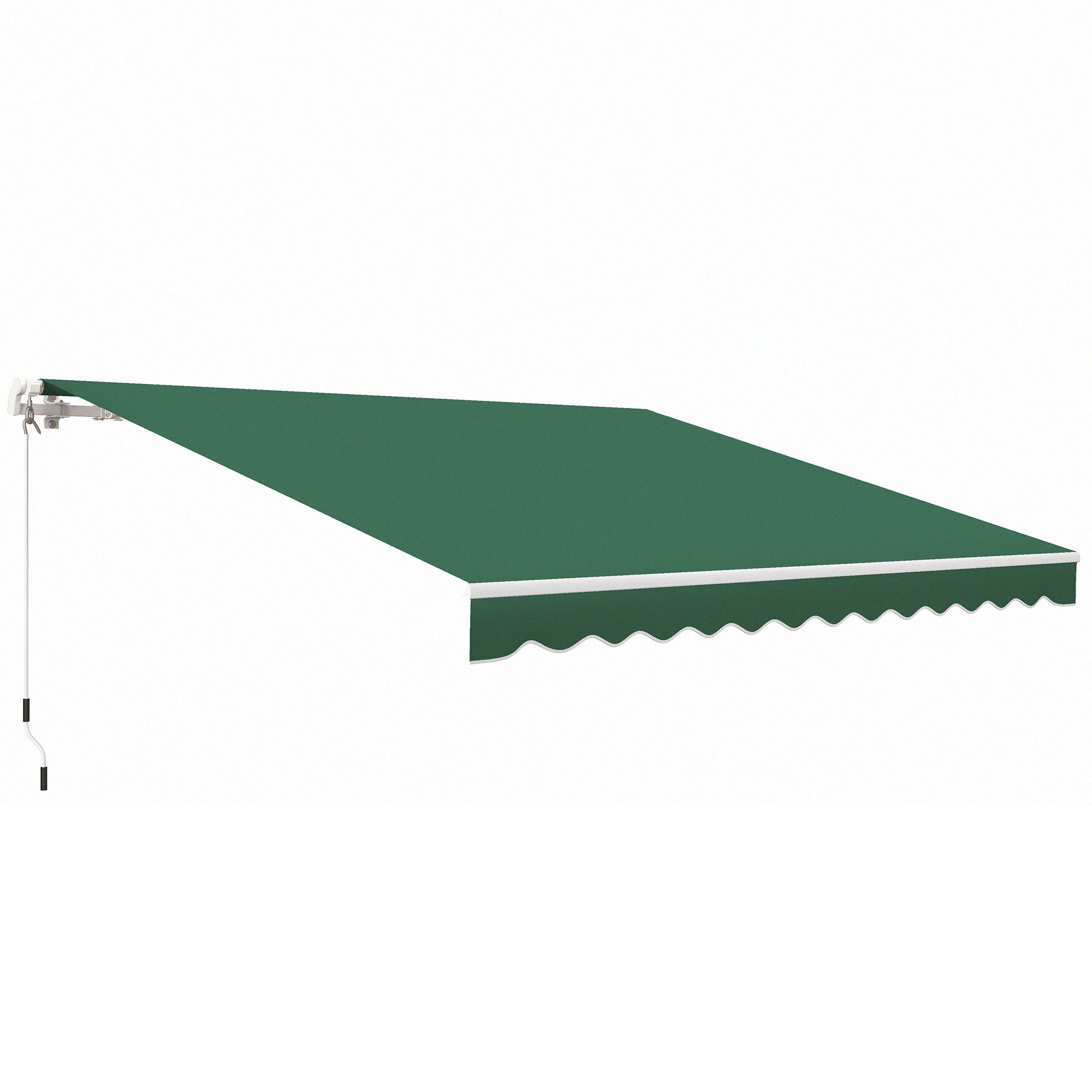 Outsunny 12' x 10' Retractable Awning Patio Sun Shade Shelter with Manual Crank Handle, UV & Water-Resistant Fabric and Aluminum Frame for Deck, Balcony, Yard, Green