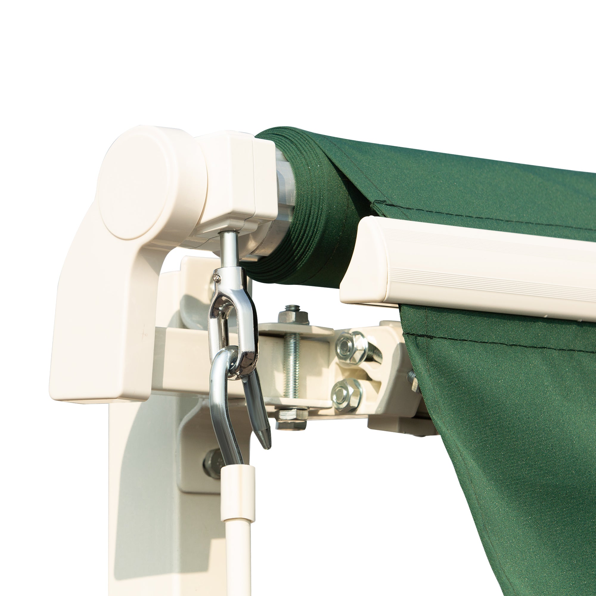 Outsunny 12' x 10' Retractable Awning Patio Sun Shade Shelter with Manual Crank Handle, UV & Water-Resistant Fabric and Aluminum Frame for Deck, Balcony, Yard, Green