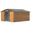 Outsunny 11' x 13' Garden Storage Shed with Foundation Kit, Metal Tool Storage House with Double Doors for Outdoor Patio Yard, Yellow