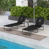 Outsunny 2PCS Adjustable Outdoor Lounge Chair, Garden Folding Chaise Lounge w/ Reading Hole Reclining Tanning Chair Seat, Folding Camping Beach Lounging Bed with Head Support Black