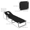 Outsunny 2PCS Adjustable Outdoor Lounge Chair, Garden Folding Chaise Lounge w/ Reading Hole Reclining Tanning Chair Seat, Folding Camping Beach Lounging Bed with Head Support Black