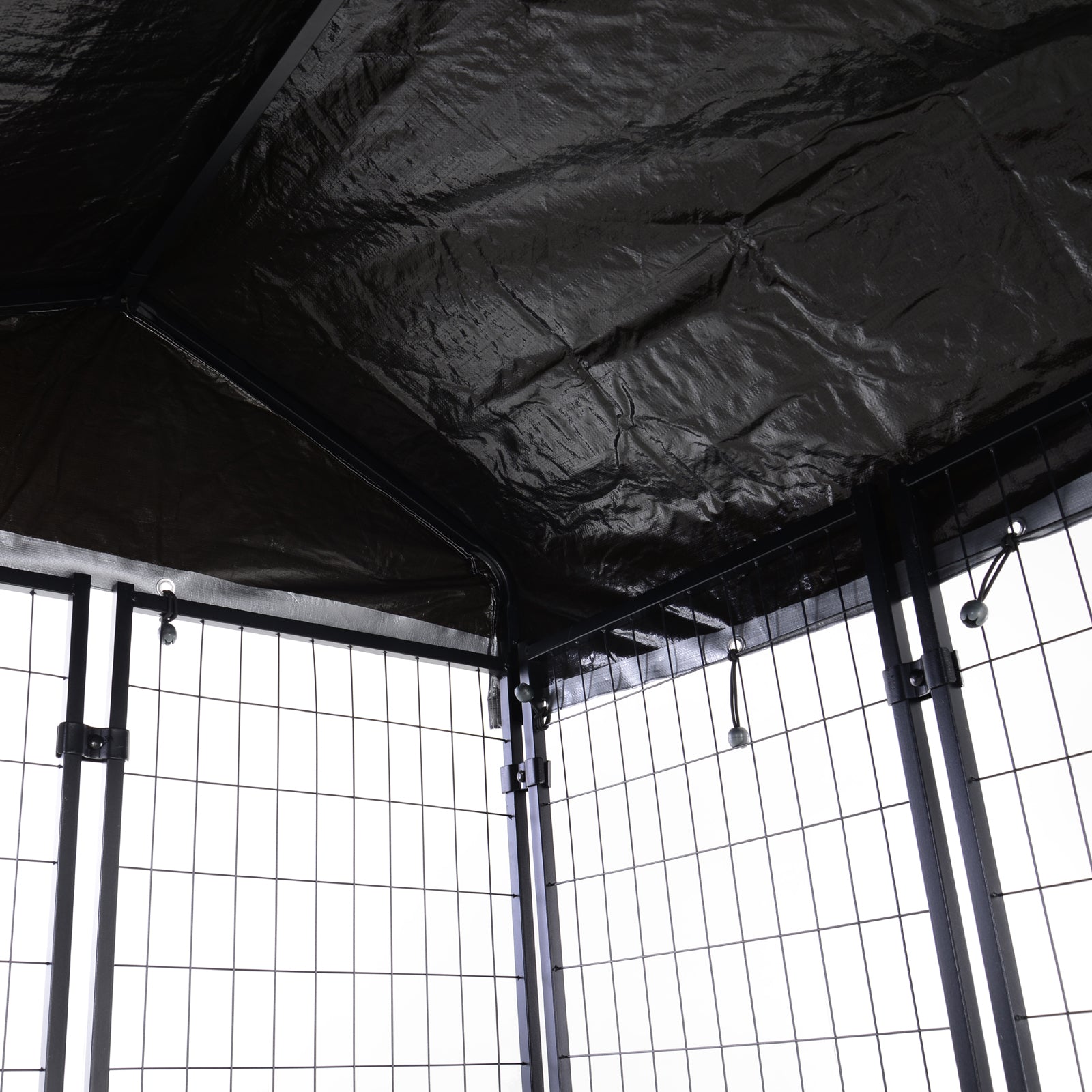 PawHut 4' x 4' x 6'  Dog Kennel Outside, Dog Playpen Exercise Pen with Lockable Door, Water-Resistant Canopy, for Medium and Large Puppies