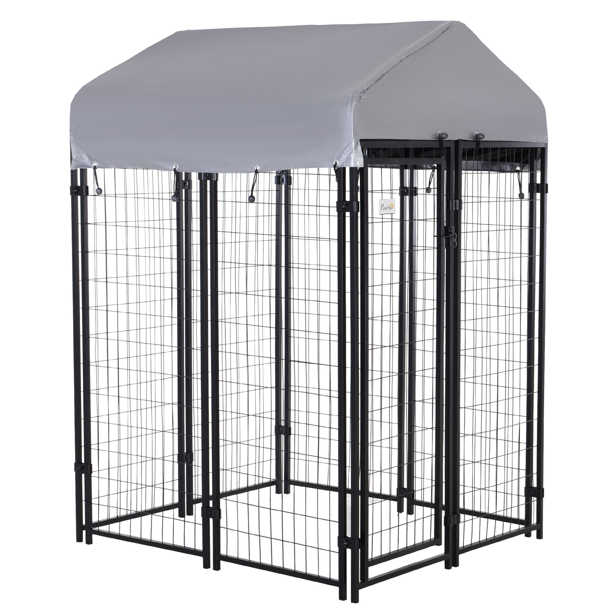 PawHut 4' x 4' x 6'  Dog Kennel Outside, Dog Playpen Exercise Pen with Lockable Door, Water-Resistant Canopy, for Medium and Large Puppies