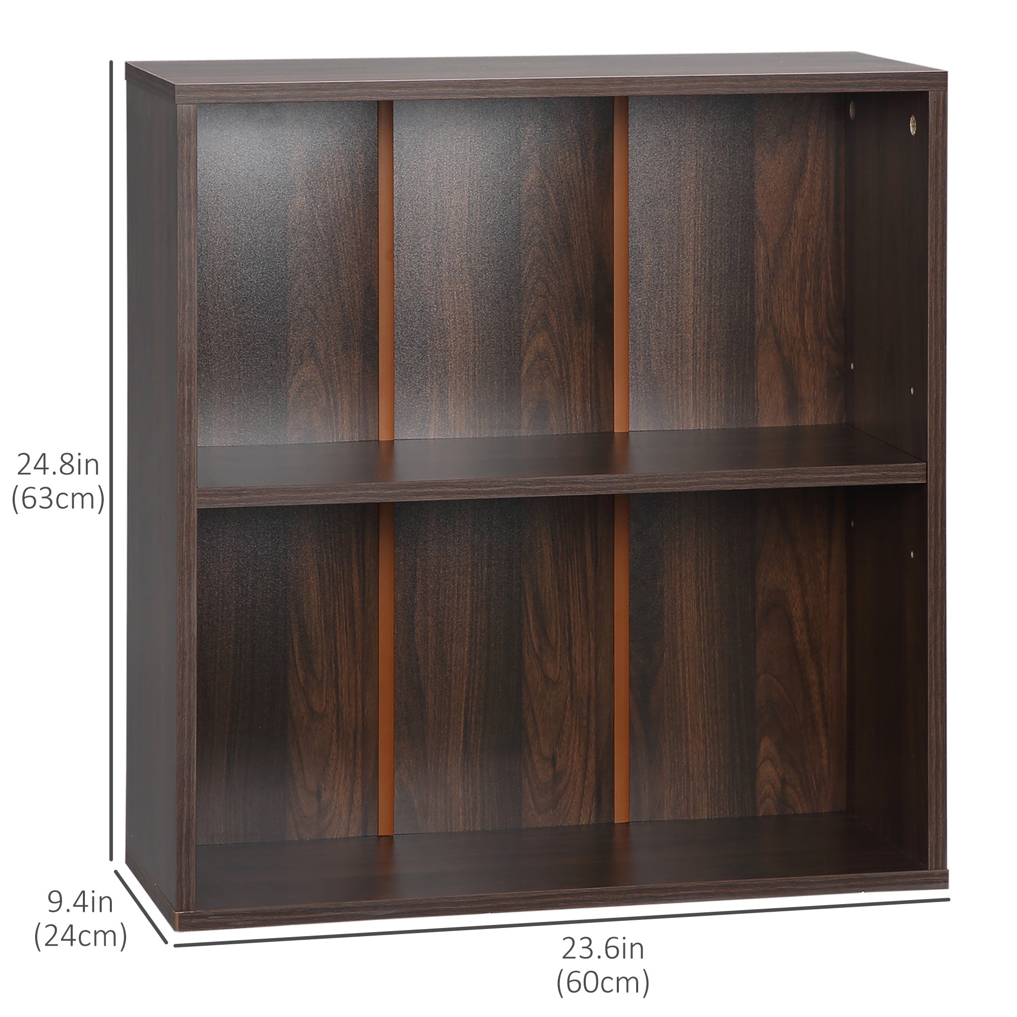HOMCOM Wood Small Bookshelf 2 Tier Storage Rack Chest Unit Home Office Furniture Walnut