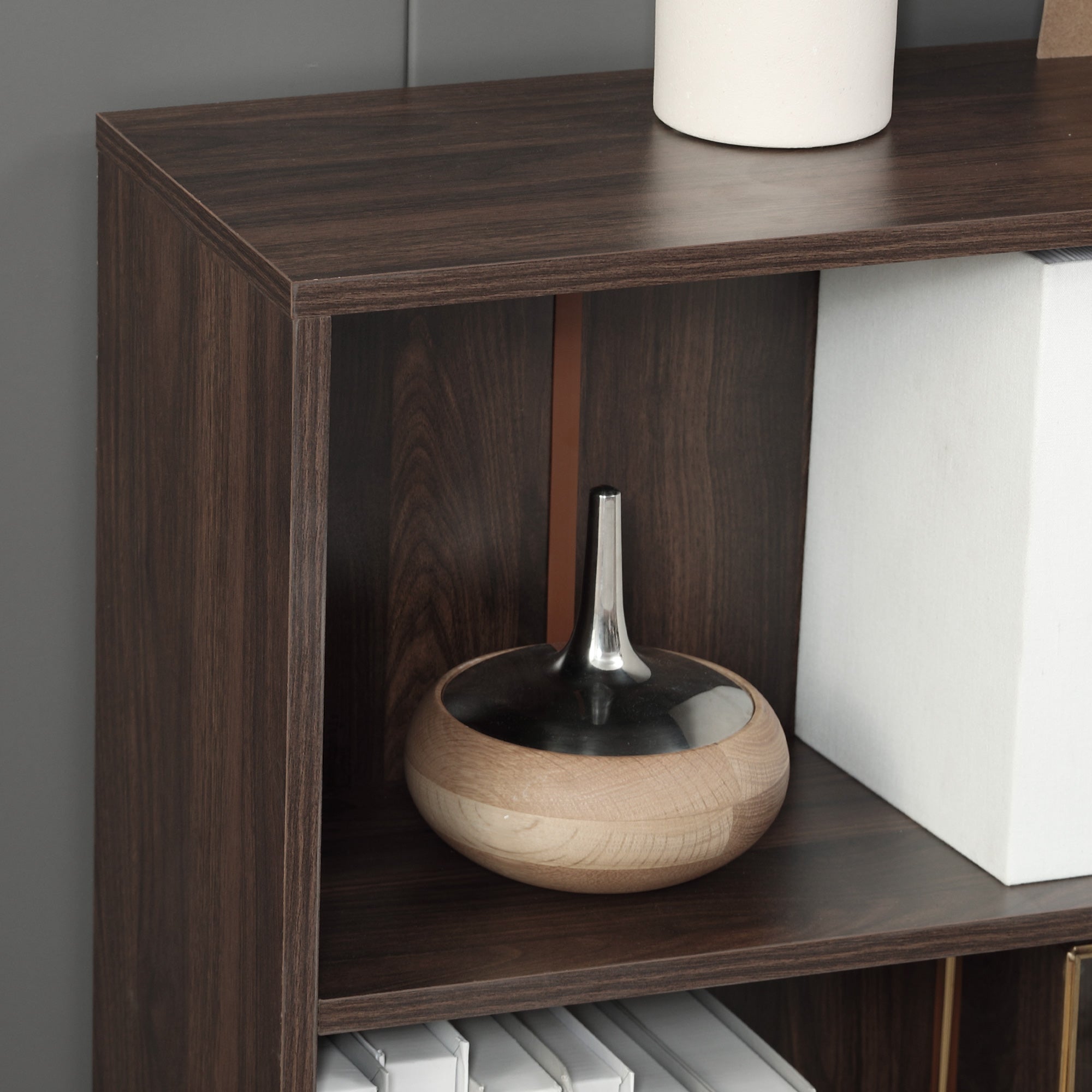 HOMCOM Wood Small Bookshelf 2 Tier Storage Rack Chest Unit Home Office Furniture Walnut