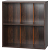 HOMCOM Wood Small Bookshelf 2 Tier Storage Rack Chest Unit Home Office Furniture Walnut