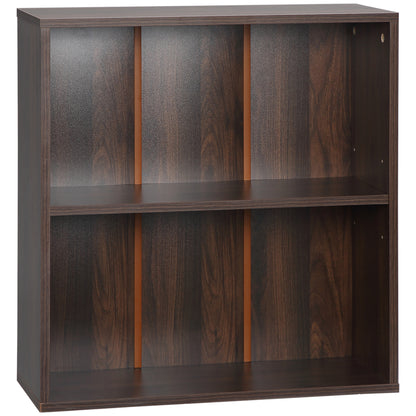 HOMCOM Wood Small Bookshelf 2 Tier Storage Rack Chest Unit Home Office Furniture Walnut