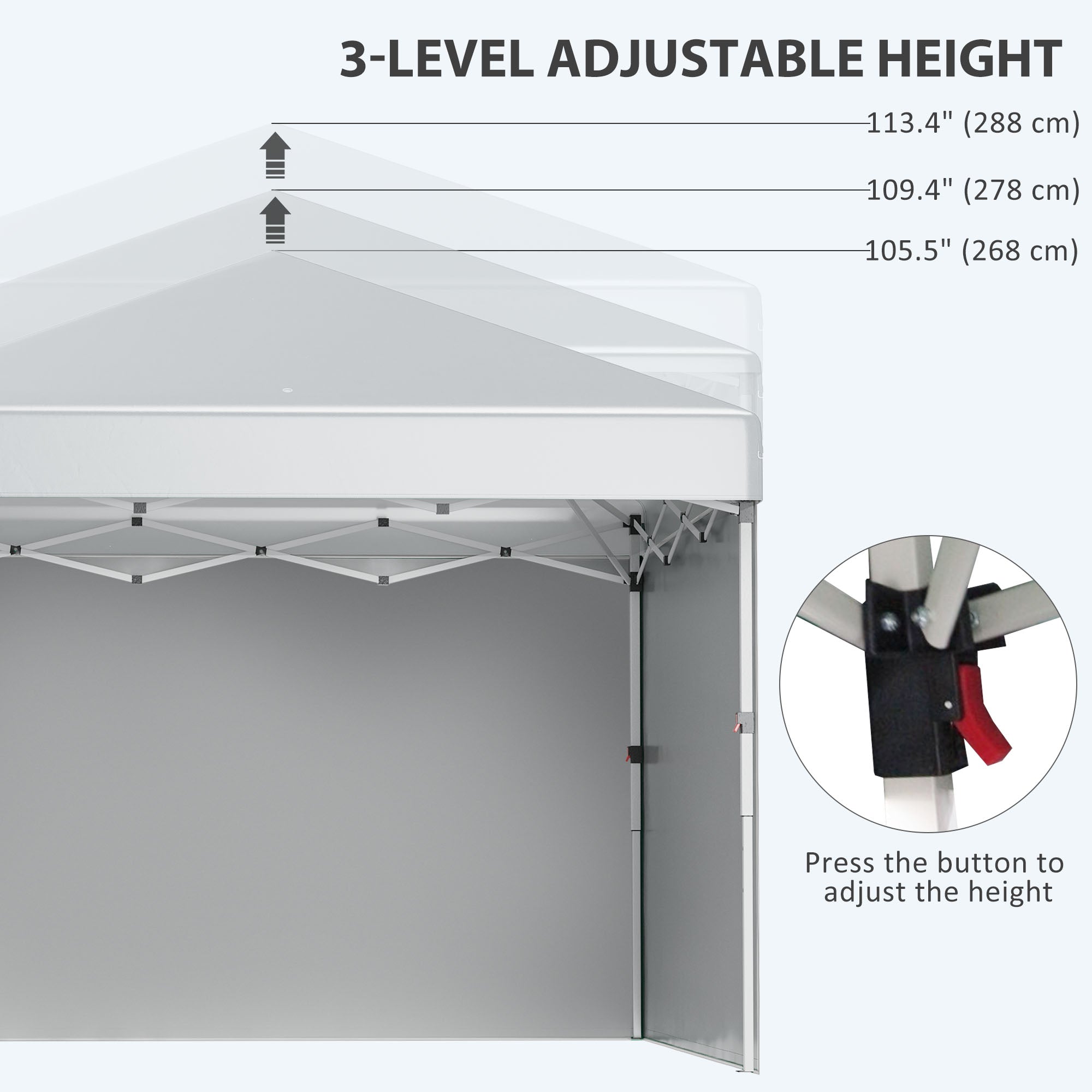 Outsunny 10' x 10' Pop Up Canopy Tent with Removable Sidewalls, Instant Shelter with Portable Roller Bag, 4 Sand Bags, Adjustable Height for Outdoor, Garden, Patio, Light Grey