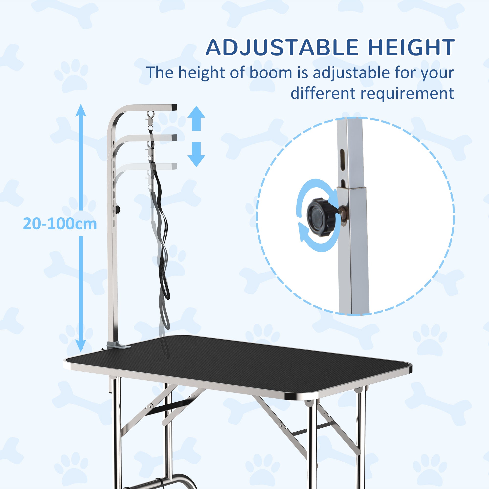 PawHut 36" Dog Grooming Table with Adjustable Grooming Arm, Pet Grooming Table for Dogs with Storage Shelf, Foldable Design, Black