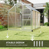 Outsunny 6' x 6' x 6.6' Polycarbonate Greenhouse, Walk-In Green House Kit Garden, Plants Grow, Galvanized Sheet Aluminum Frame with Rain Gutter, Vent and Sliding Door, Silver