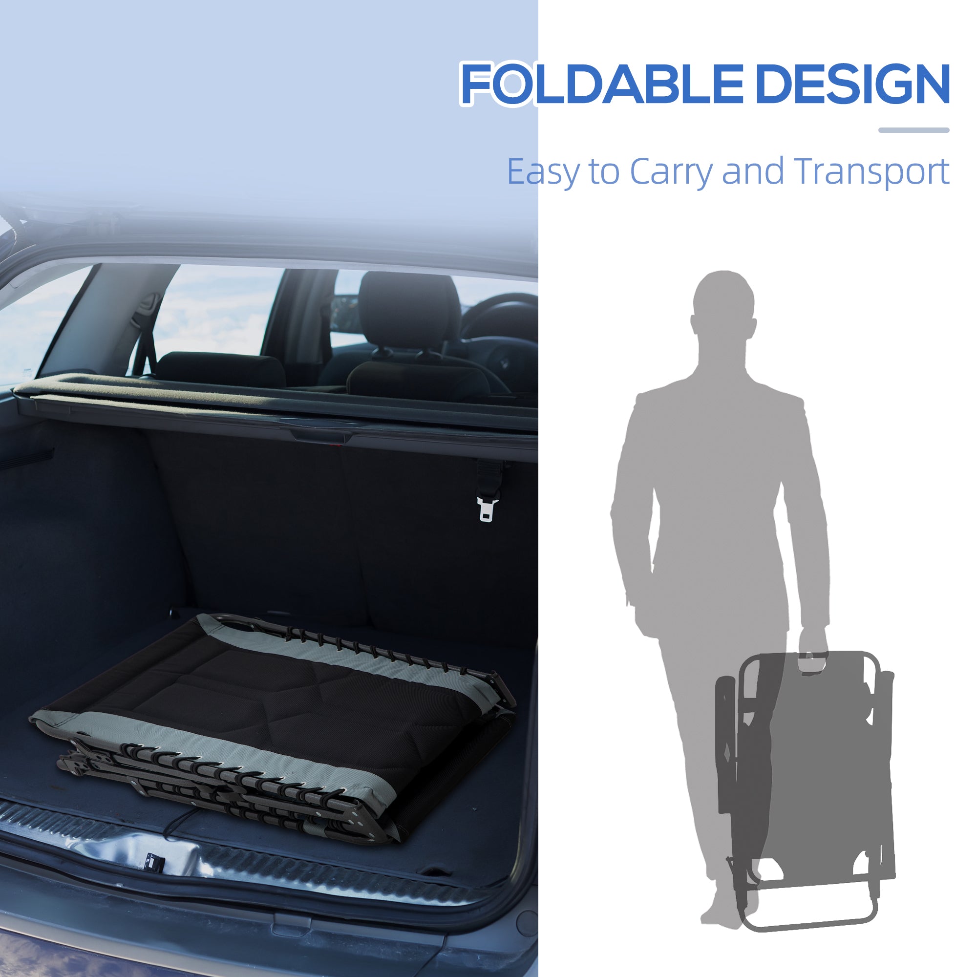 Outsunny Folding Chaise Lounge w/ 5-level Reclining Back, Outdoor Tanning Chair Lounge Chair w/ Padded Seat, Side Pocket, Headrest, Carry Strap, for Beach, Yard, Patio, Black