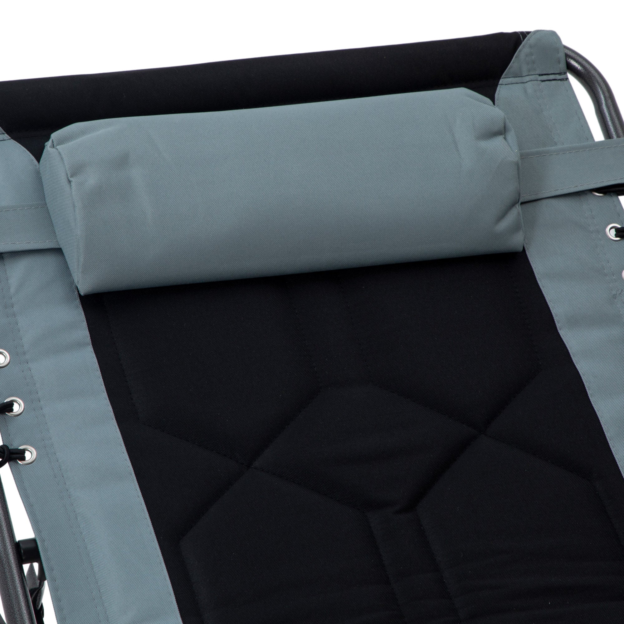 Outsunny Folding Chaise Lounge w/ 5-level Reclining Back, Outdoor Tanning Chair Lounge Chair w/ Padded Seat, Side Pocket, Headrest, Carry Strap, for Beach, Yard, Patio, Black