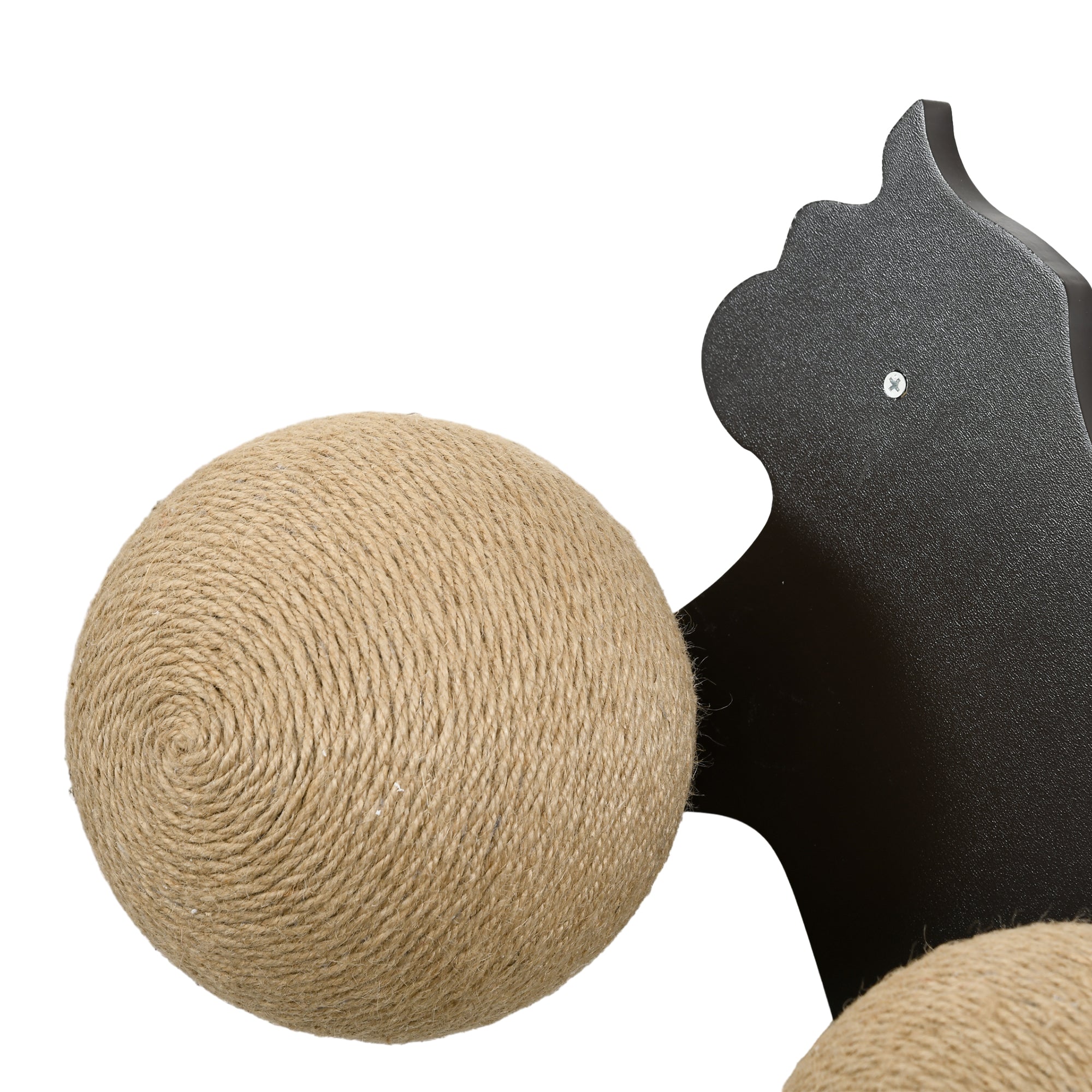 PawHut Cat Wall Furniture 4PCs Wall Mounted Cat Tree Shelves, Scratching Posts, Cat-Shaped Platform with Three Scratching Balls - Brown