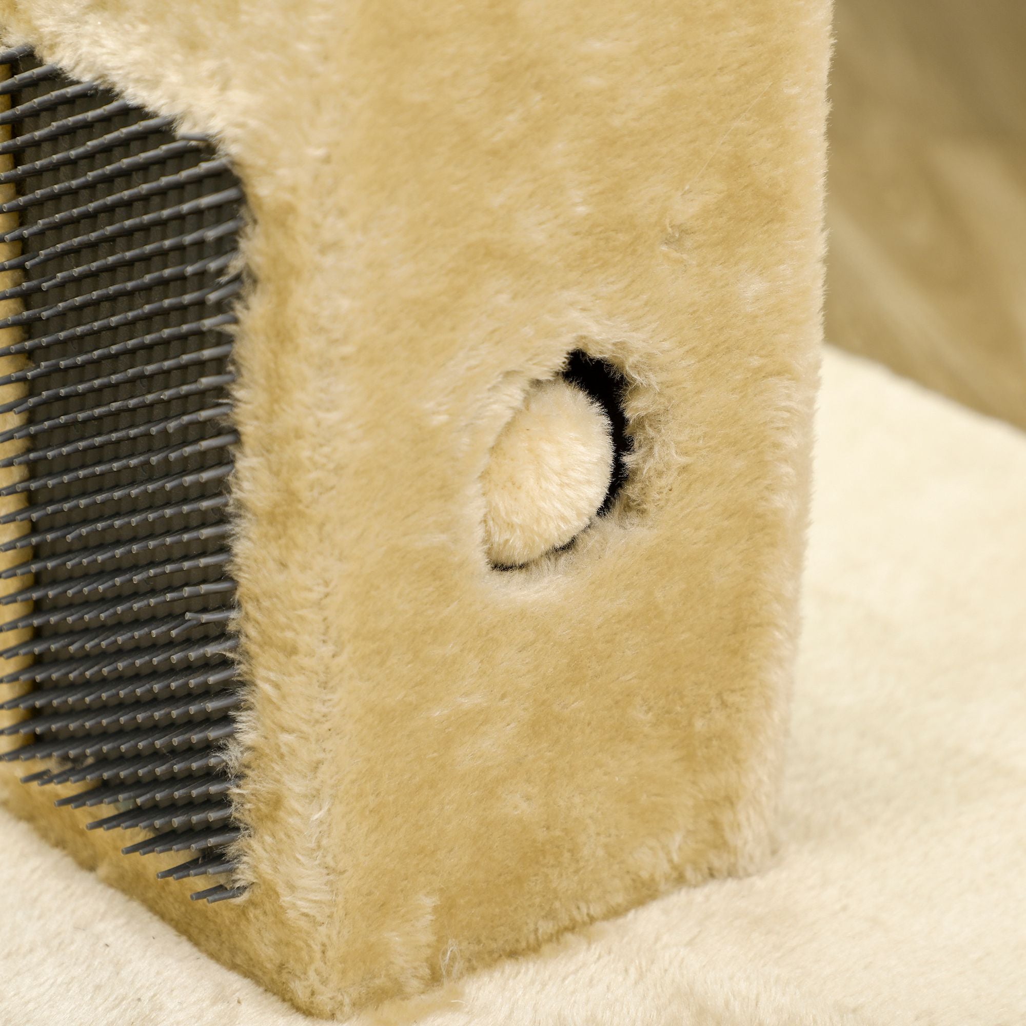 PawHut Cat Tree Scratching Post for Indoor Cats 79cm Jute Scratcher Climber w/ Carpet Base Dangling Toy Self Grooming Brush – Beige