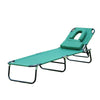 Outsunny Adjustable Garden Sun Lounger w/ Reading Hole Outdoor Reclining Seat Folding Camping Beach Lounging Bed Green