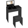 HOMCOM Vanity Desk Set with Flip Top Mirror and Cushioned Stool, Makeup Vanity with Storage Drawer, Dressing Table for Bedroom, Black