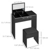 HOMCOM Vanity Desk Set with Flip Top Mirror and Cushioned Stool, Makeup Vanity with Storage Drawer, Dressing Table for Bedroom, Black