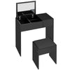 HOMCOM Vanity Desk Set with Flip Top Mirror and Cushioned Stool, Makeup Vanity with Storage Drawer, Dressing Table for Bedroom, Black