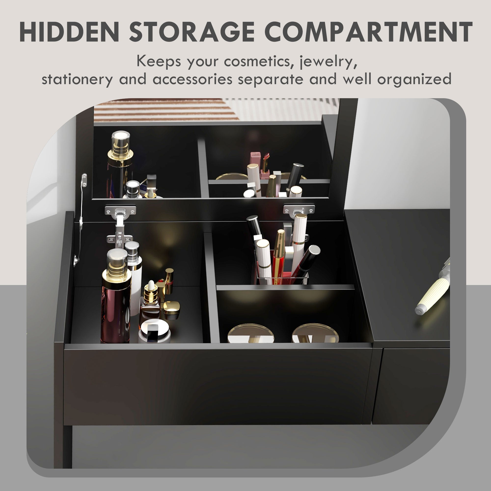 HOMCOM Vanity Desk Set with Flip Top Mirror and Cushioned Stool, Makeup Vanity with Storage Drawer, Dressing Table for Bedroom, Black