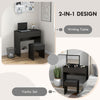 HOMCOM Vanity Desk Set with Flip Top Mirror and Cushioned Stool, Makeup Vanity with Storage Drawer, Dressing Table for Bedroom, Black