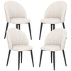 HOMCOM Dining Chairs Set of 4, Modern Upholstered Kitchen Chairs with Metal Legs, Shell Backrest and Padded Seat, Side Chairs for Dining Room, Bedroom, Living Room, Cream White