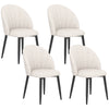 HOMCOM Dining Chairs Set of 4, Modern Upholstered Kitchen Chairs with Metal Legs, Shell Backrest and Padded Seat, Side Chairs for Dining Room, Bedroom, Living Room, Cream White