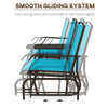 Outsunny Outdoor Glider Bench with Table, Patio Loveseat for 2 Persons, Garden Glider Rocking Chair with Breathable Mesh Fabric, Blue