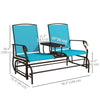 Outsunny Outdoor Glider Bench with Table, Patio Loveseat for 2 Persons, Garden Glider Rocking Chair with Breathable Mesh Fabric, Blue