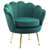 HOMCOM Modern Accent Chair, Velvet-Touch Fabric Leisure Club Chair with Gold Metal Legs for Bedroom, Dark Green