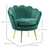 HOMCOM Modern Accent Chair, Velvet-Touch Fabric Leisure Club Chair with Gold Metal Legs for Bedroom, Dark Green