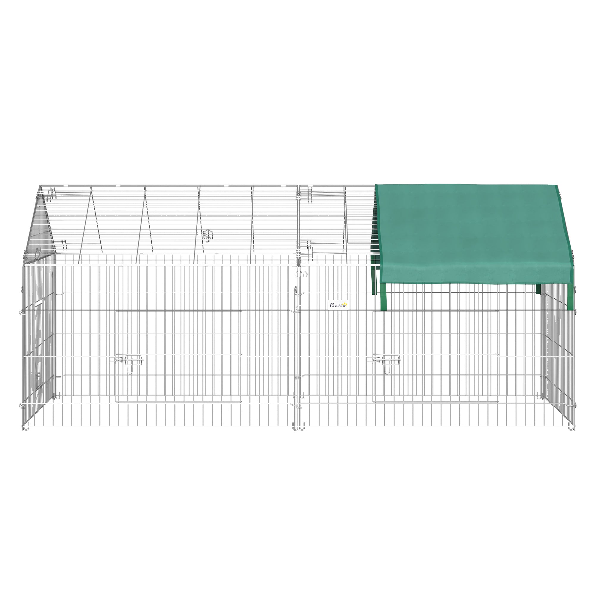 PawHut 87x41x41-IN Small Animal Enclosure Rabbit Pet Metal Cage Outdoor Run Play with Cover and Multiple doors, Green