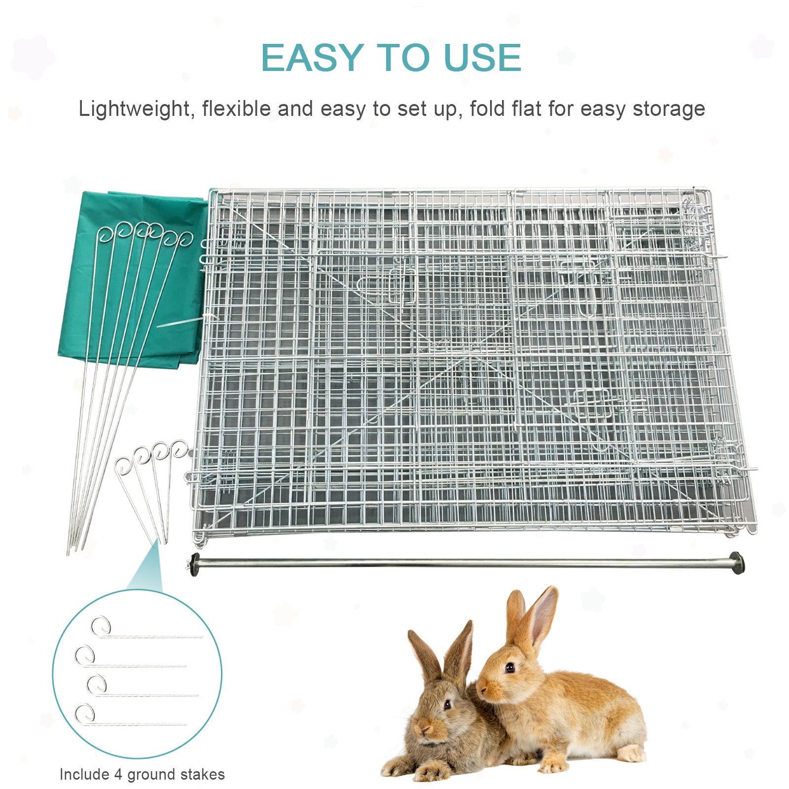 PawHut 87x41x41-IN Small Animal Enclosure Rabbit Pet Metal Cage Outdoor Run Play with Cover and Multiple doors, Green
