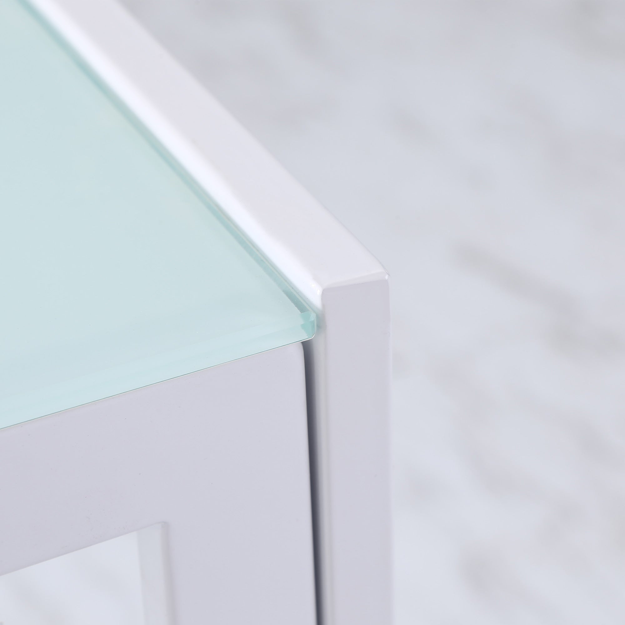 HOMCOM Rectangular Dining Table for 4 People, Modern Kitchen Table with Tabletop Tempered Glass and Metal Legs for Dining Room, Living Room, White