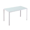 HOMCOM Rectangular Dining Table for 4 People, Modern Kitchen Table with Tabletop Tempered Glass and Metal Legs for Dining Room, Living Room, White