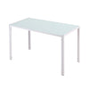 HOMCOM Rectangular Dining Table for 4 People, Modern Kitchen Table with Tabletop Tempered Glass and Metal Legs for Dining Room, Living Room, White