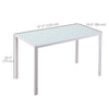 HOMCOM Rectangular Dining Table for 4 People, Modern Kitchen Table with Tabletop Tempered Glass and Metal Legs for Dining Room, Living Room, White