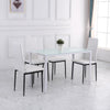 HOMCOM Rectangular Dining Table for 4 People, Modern Kitchen Table with Tabletop Tempered Glass and Metal Legs for Dining Room, Living Room, White