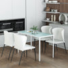HOMCOM Rectangular Dining Table for 4 People, Modern Kitchen Table with Tabletop Tempered Glass and Metal Legs for Dining Room, Living Room, White