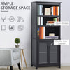HOMCOM 3-Tier Multifunctional Bookcase, Storage Bookshelf, Display Shelves with Glass Doors, Open Compartments and Adjustable Shelves for Home Office, Living Room, Study, Black