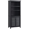 HOMCOM 3-Tier Multifunctional Bookcase, Storage Bookshelf, Display Shelves with Glass Doors, Open Compartments and Adjustable Shelves for Home Office, Living Room, Study, Black