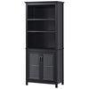 HOMCOM 3-Tier Multifunctional Bookcase, Storage Bookshelf, Display Shelves with Glass Doors, Open Compartments and Adjustable Shelves for Home Office, Living Room, Study, Black