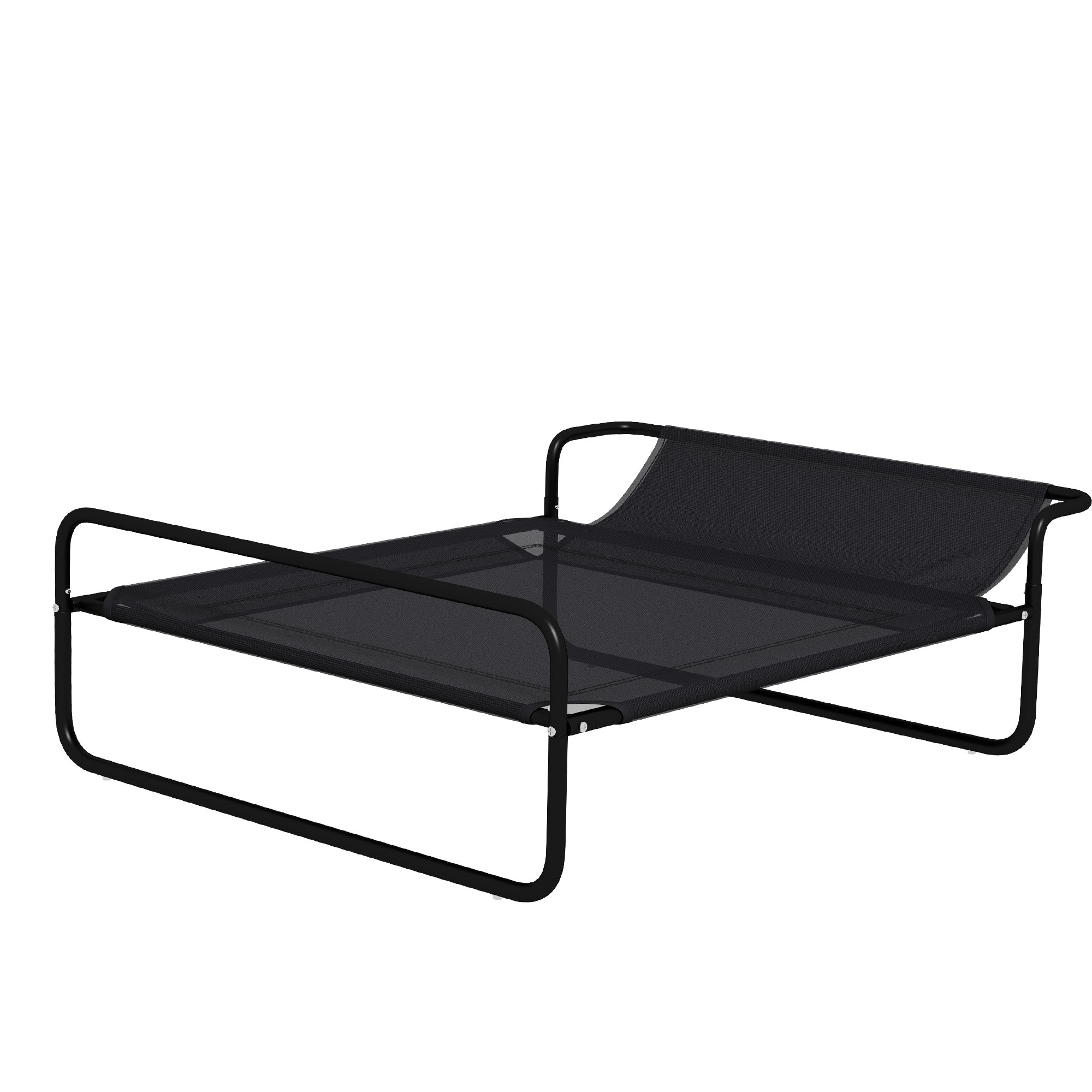 PawHut Cooling Raised Dog Bed, Elevated Pet Bed with Slope Headrest, Washable Breathable Mesh, Foot Pads, for Indoor and Outdoor Use, Small, Medium Dogs, 91 x 69 x 29cm - Black